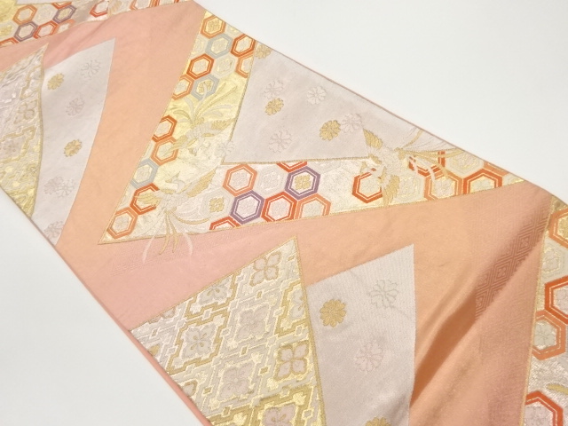 重ね色紙に鳳凰模様織出し袋帯